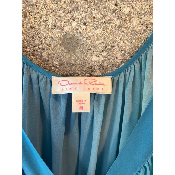 Oscar De La Renta Pink Label Blue Ombre Chemise Adjustable Straps Lightweight Fl - Picture 3 of 5